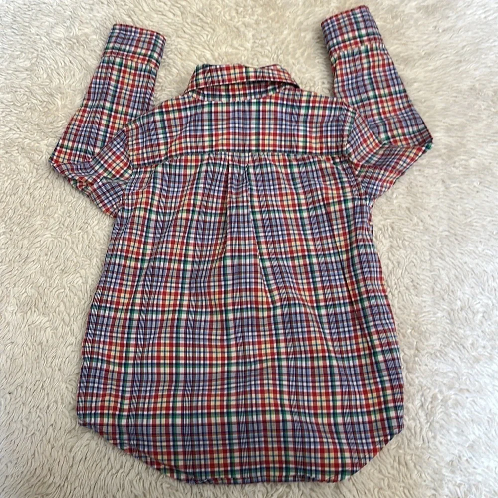 Ralph Lauren Polo Child's BoyLS Shirt Plaid Multi Color Gold Horse size 3T